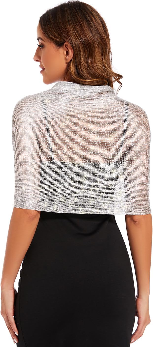 Sparkling Metallic Shawls and Wraps with Buckle,for Evening Dresses Party Wedding Bride Bridesmaid - Image 4