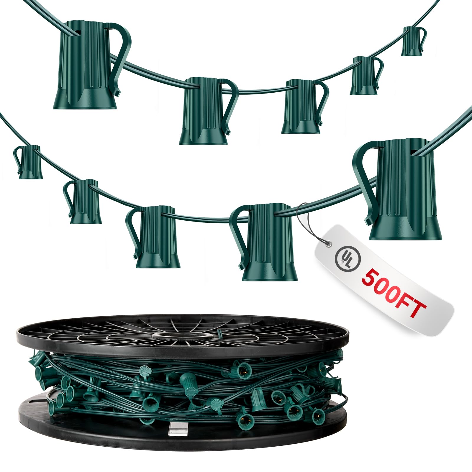 Brightown Commercial 500FT C7/E12 Christmas Light Sockets Set
