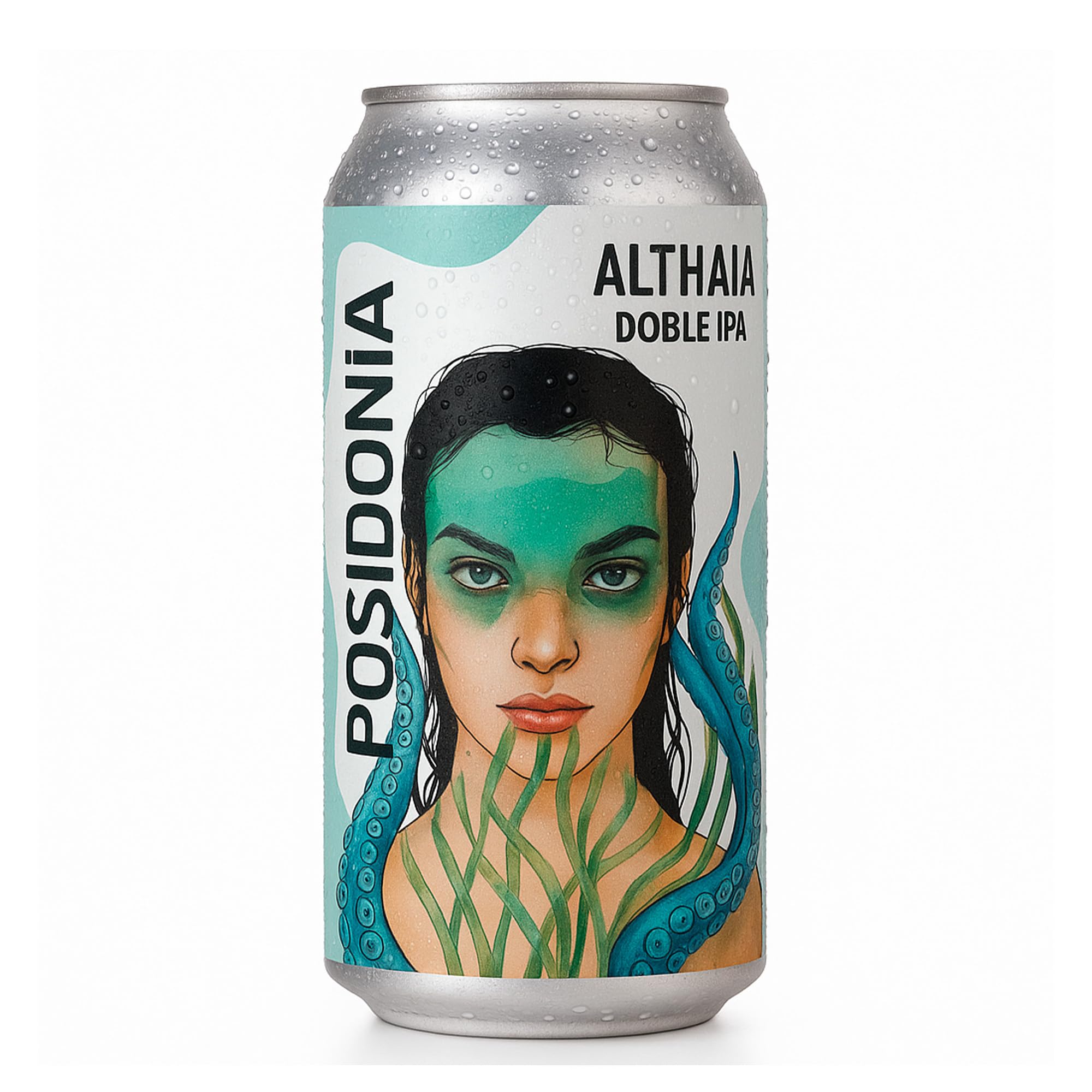 Althaia Posidonia Double IPA - Cerveza Artesana 44cl - Doble IPA con Coco, Piña y Mango - 8,2% Vol (Pack 12 Latas, 12, unidad)