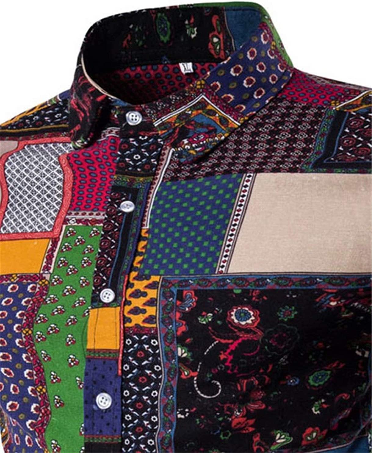 QZH.DUAO Mens 70s Disco Party Shirts Casual Paisley Button Down Shirt Vintage Floral Hawaiian Beach Short Sleeve Shirt - Image 3