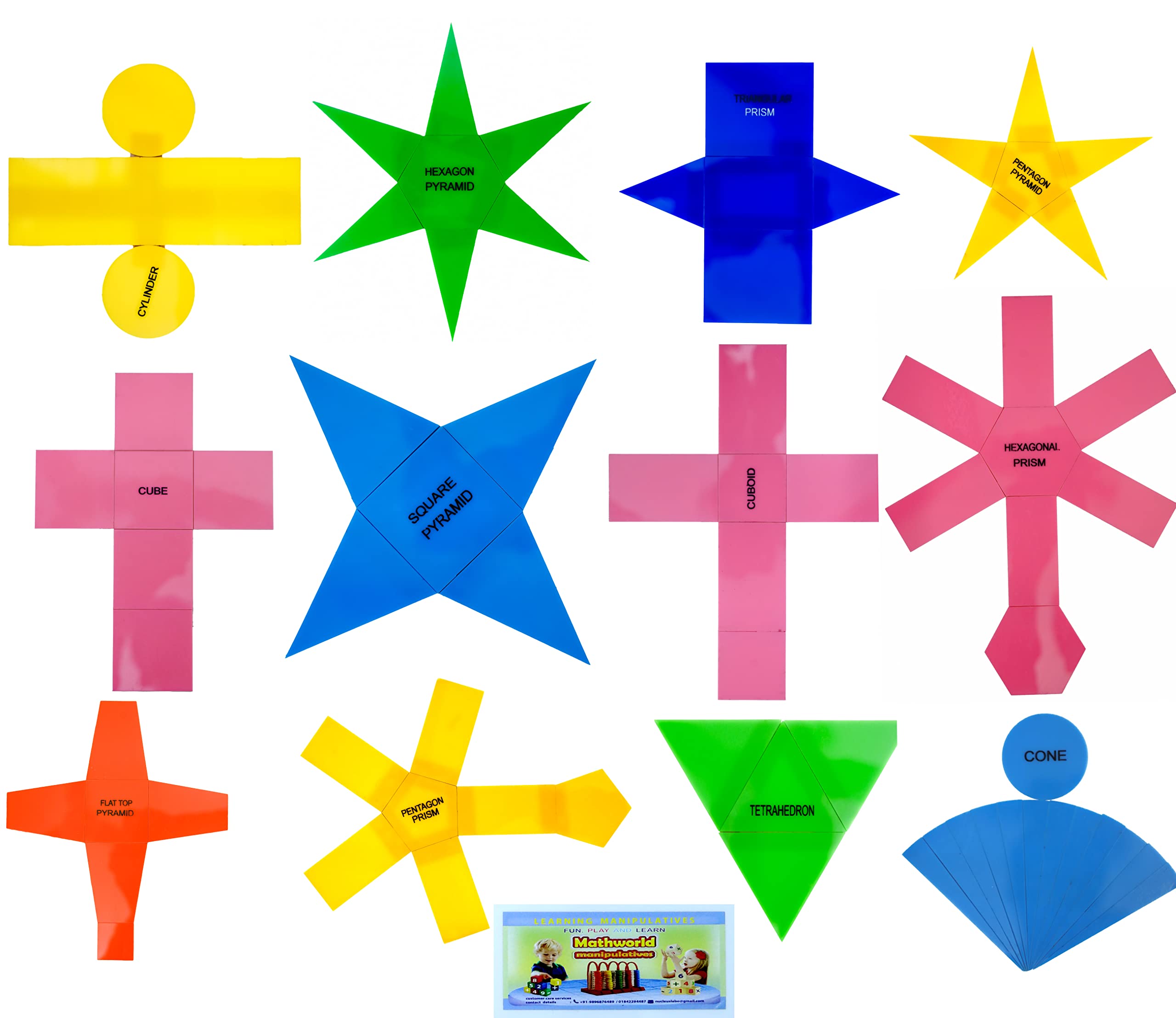 Buy Mathworld Geometric Shape 3d Folding Nets Set Of 12 Pieces Activity 