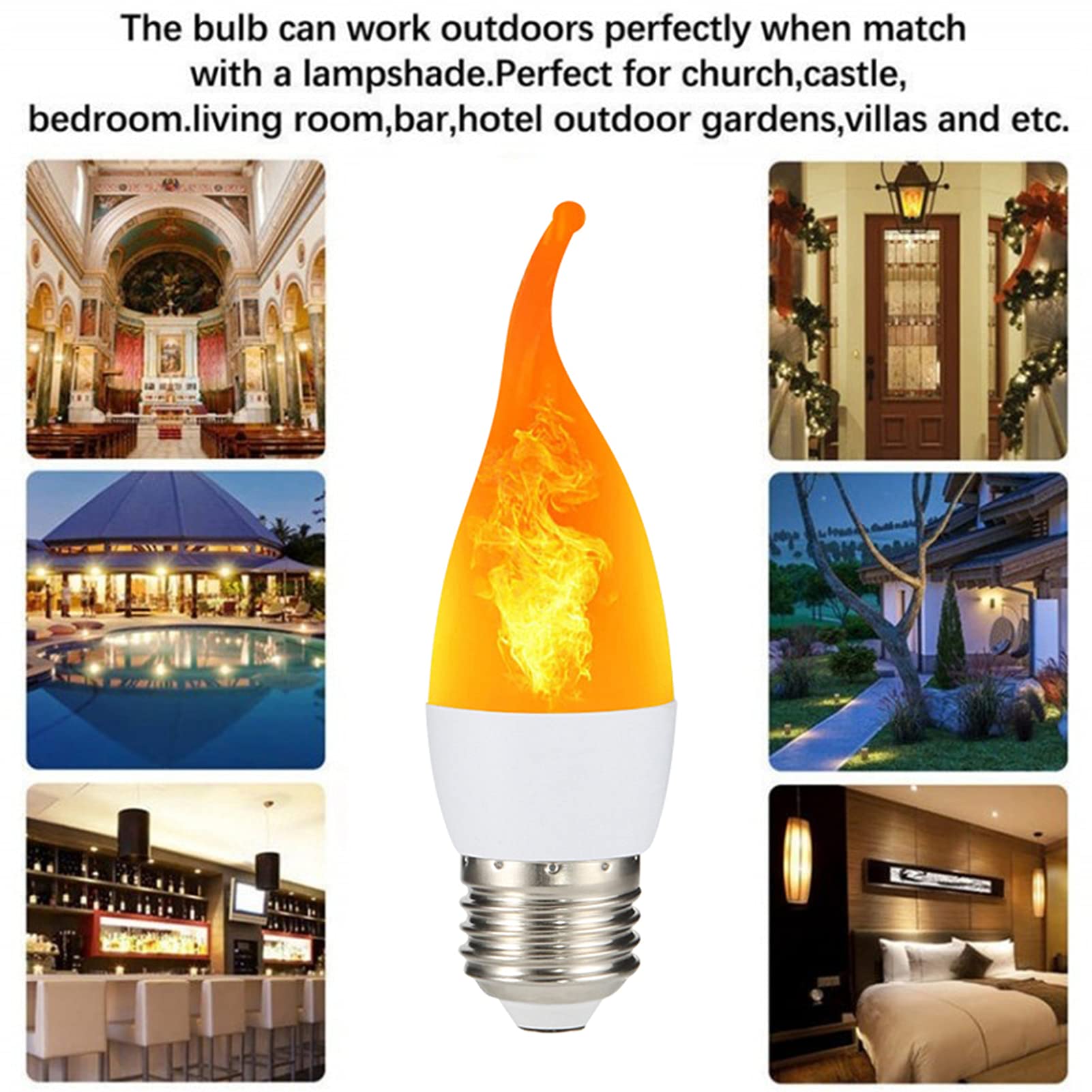 Generic 4 Lampadine a Fiamma LED con Effetto Capovolto, Lampadine a Candelabri Tremolanti a LED, Decorazioni Interni/Esterni/Hotel/Feste/Bar