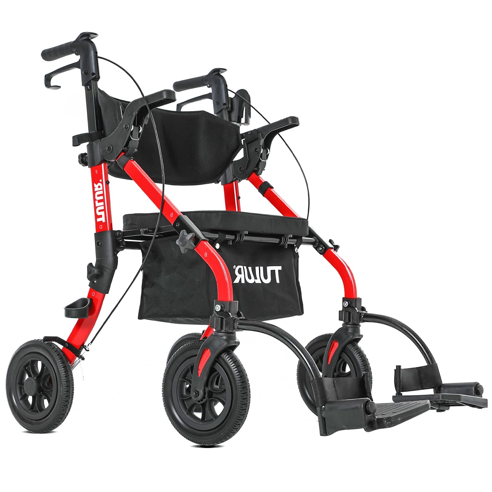 Sponsored Ad - Walkers for Seniors, Rollator Walker with Seat, 10" Rubber Wheels All Terrain Rollator Walker with Backrest, Aluminum Walkers Built-in Cable Cup Holder, Foldable by TULUR
