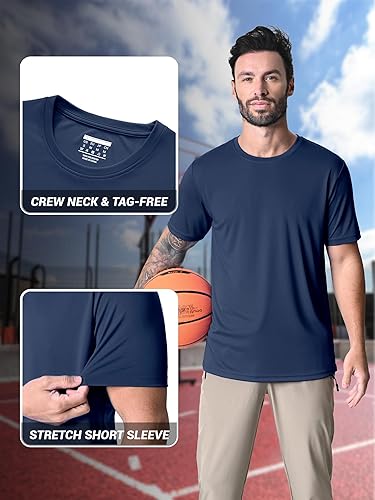 Miniatura 5 de MAGCOMSEN Camiseta de manga corta UPF 50+ para hombre, de secado rápido, protección contra erupciones, atlética, para correr, natación, camisetas de