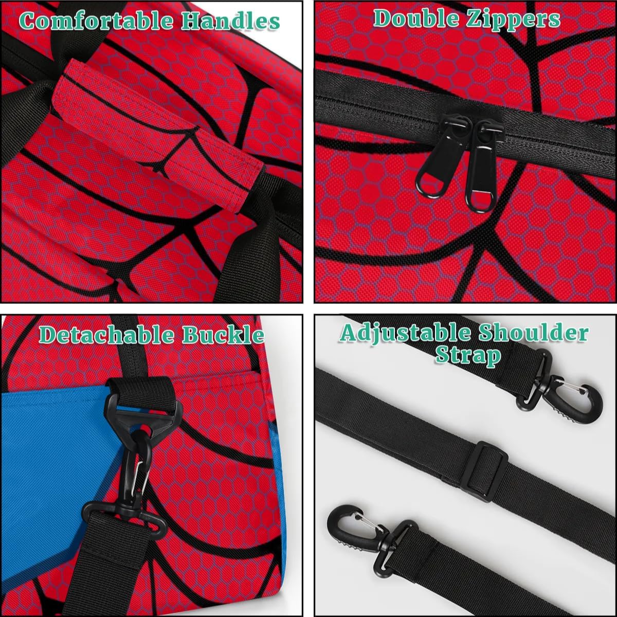 Red Spider Web Kids Overnighter Duffel Bags for Boys Girls, Carry-On Size Sports Gym Bag for School Practice or Overnight Travel Weekender Sleepover Workout Tote Bag - Image 4