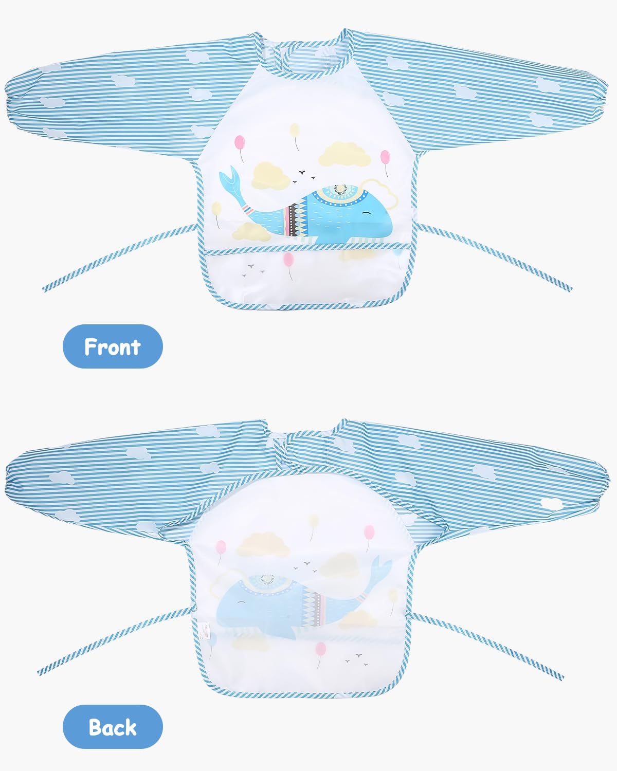 Conjunto de 5 Abero con Mangas Impermeable,Babero de Manga Larga de Bebé con Bolsillo Recoge Comida,con Mangas Impermeable Delantal de Bebé Lavables,para Pintar Artes Bebe Unisex 6 a 36 Meses
