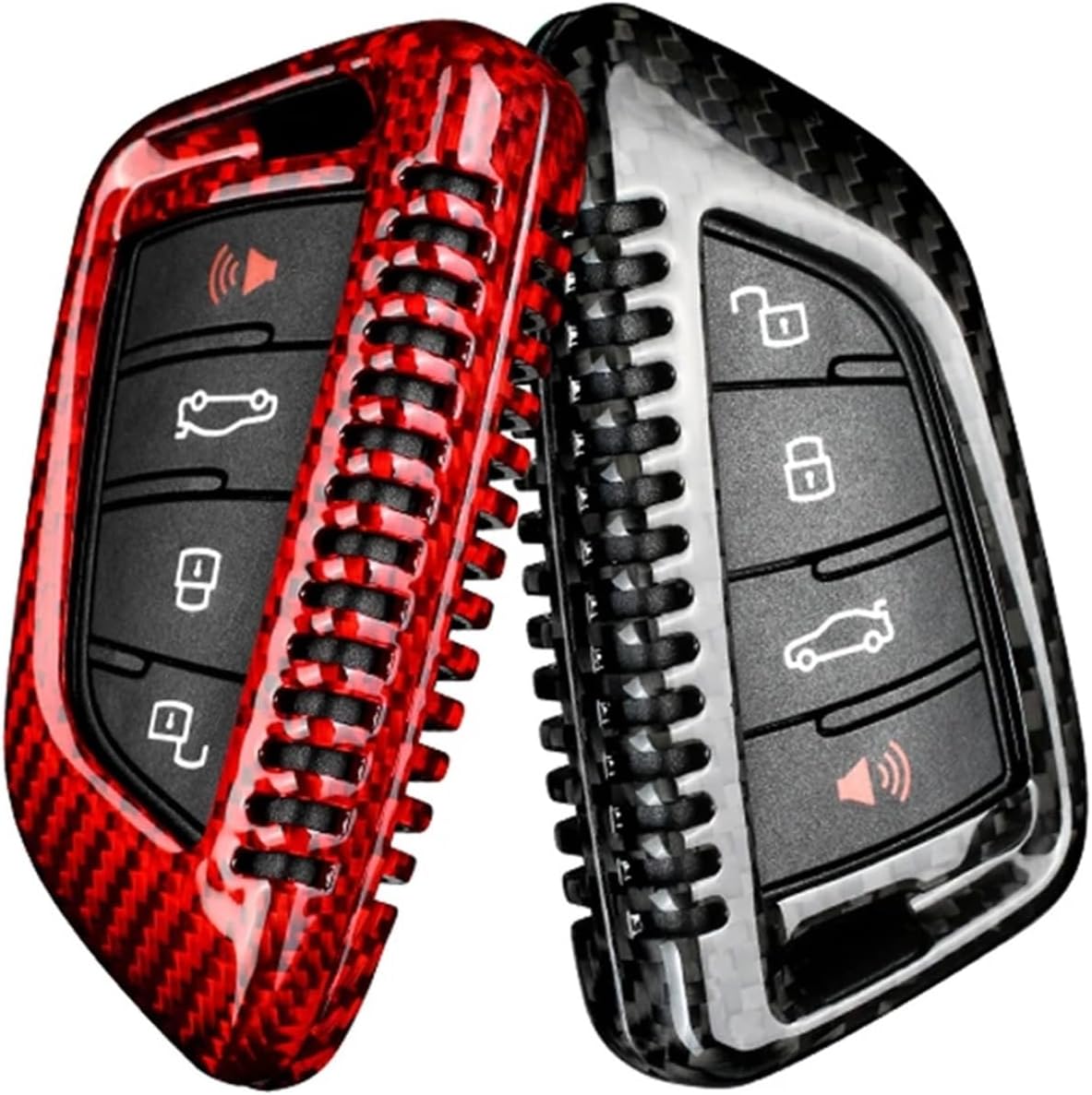 Carbon Fiber Key Fob Cover Compatible with Toyota Supra A90 A91 GR MK5 2024 Key Shell Case Protector Toyota Remote Smart Key Accessories(BLACK)