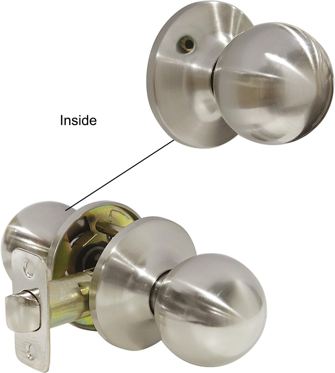正規品 10パック クラシック ボール パッセージ ドアノブ サテンニッケル インテリア キーレス ドアハンドル ホールとクローゼット用 ラウンドローズと調節可能なラッチ付き Rachelbaptista Com Br