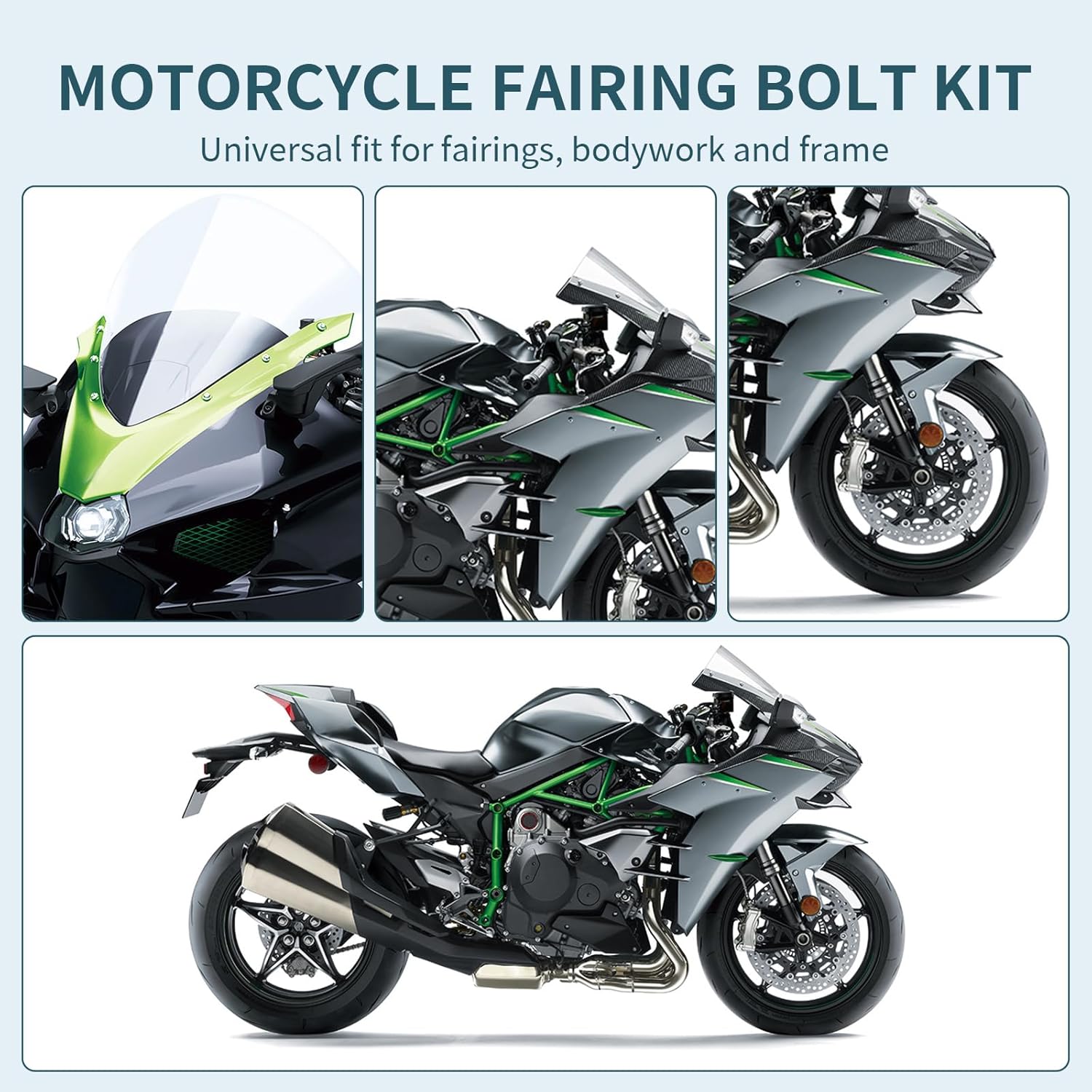 397PCS Motorcycle Fairing Bolt Kit, M4 M5 M6 Stainless Steel Fairing Bolts Windscreen Screws Rubber Well Nuts Fasteners Clips Fit for Honda Kawasaki Suzuki Yamaha BMW GSXR Harley Davidson