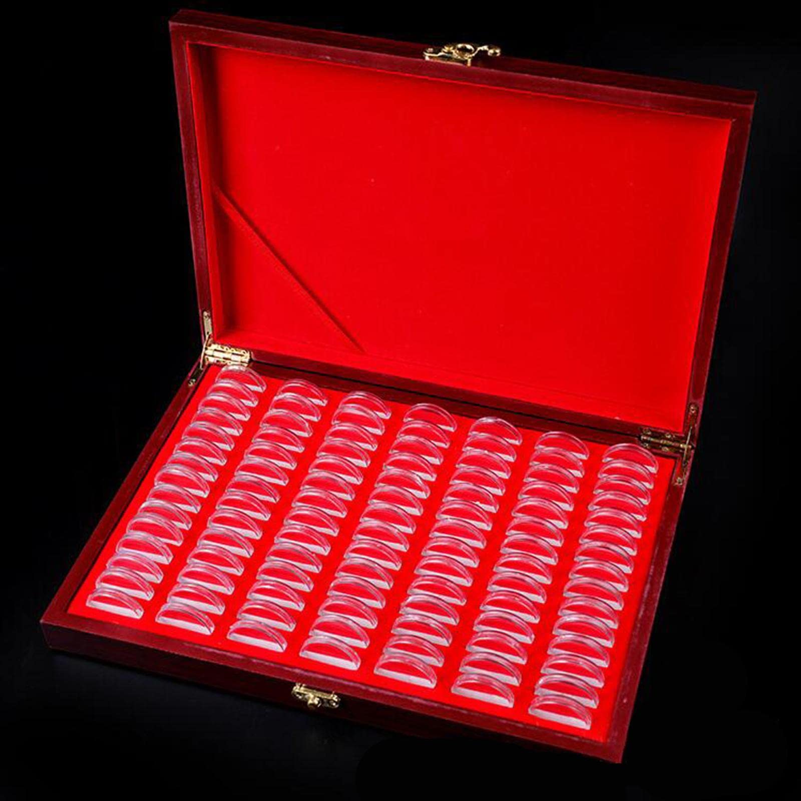 Caja de almacenamiento de monedas de madera para uso coleccionable, 100 unidades