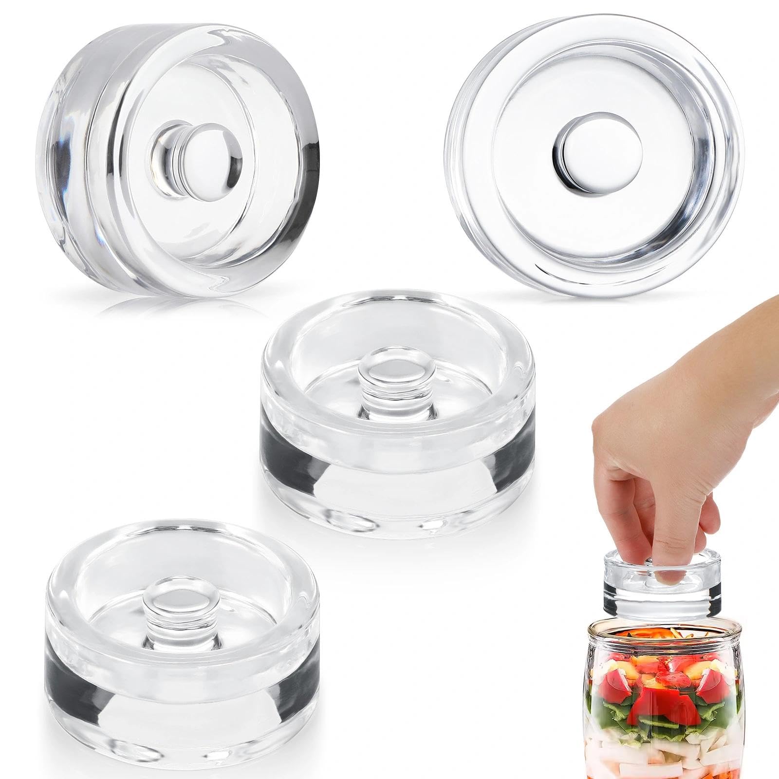 Produktbild von 4er-Pack Fermentiergewichte Aus Glas – 7 Cm, 200 G, Lebensmittelecht, Mit Griff, Für Sauerkraut, Kimchi & Gemüsefermentation