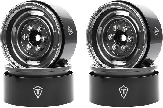 TREAL 1.9 Beadlock Wheel Rims Heavy Duty Vintage Style CNC 1.9 Inch Wheels4P for 110 RC Crawler TRX-4 SCX10 III SCX10 PRO SCX10 II -Type PGray