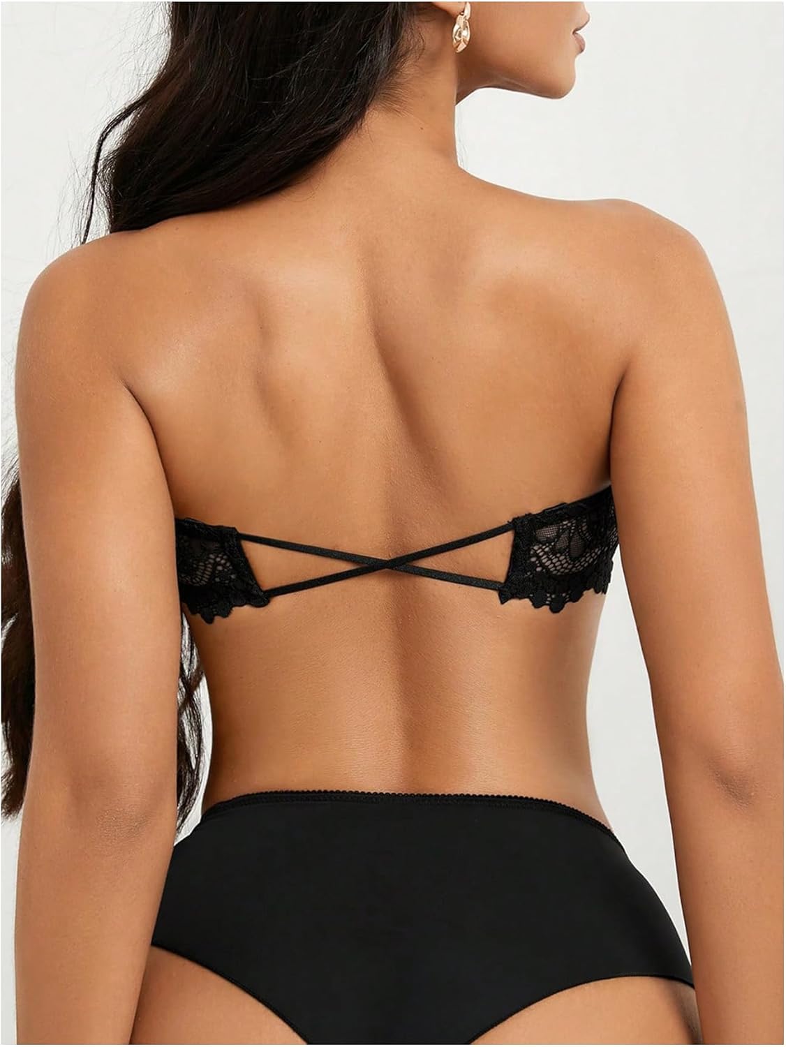 GORGLITTER Women's Lace Strapless Bra Front Closure Push Up Bandeau Underwire Bralettes - Image 2