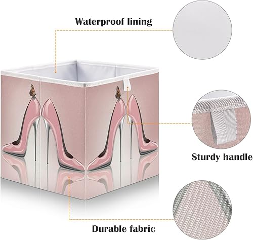Miniatura 4 de Cesta de almacenamiento de mariposa de zapatos de tacón alto rosa cesta de almacenamiento plegable para almacenamiento de ropa, caja de juguetes,