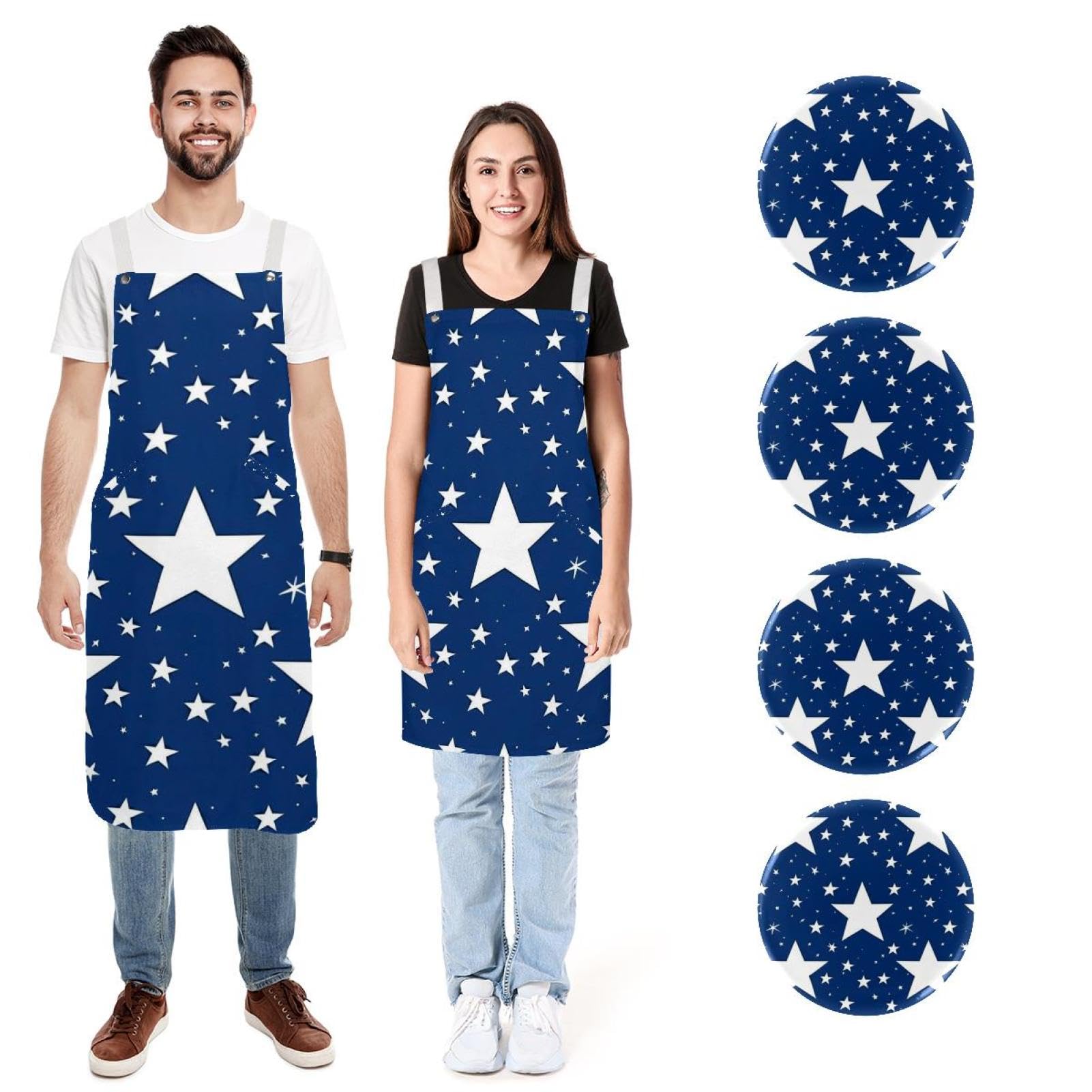 Tablier de cuisine drapeau Israël en lin réglable lot de 2 - 7