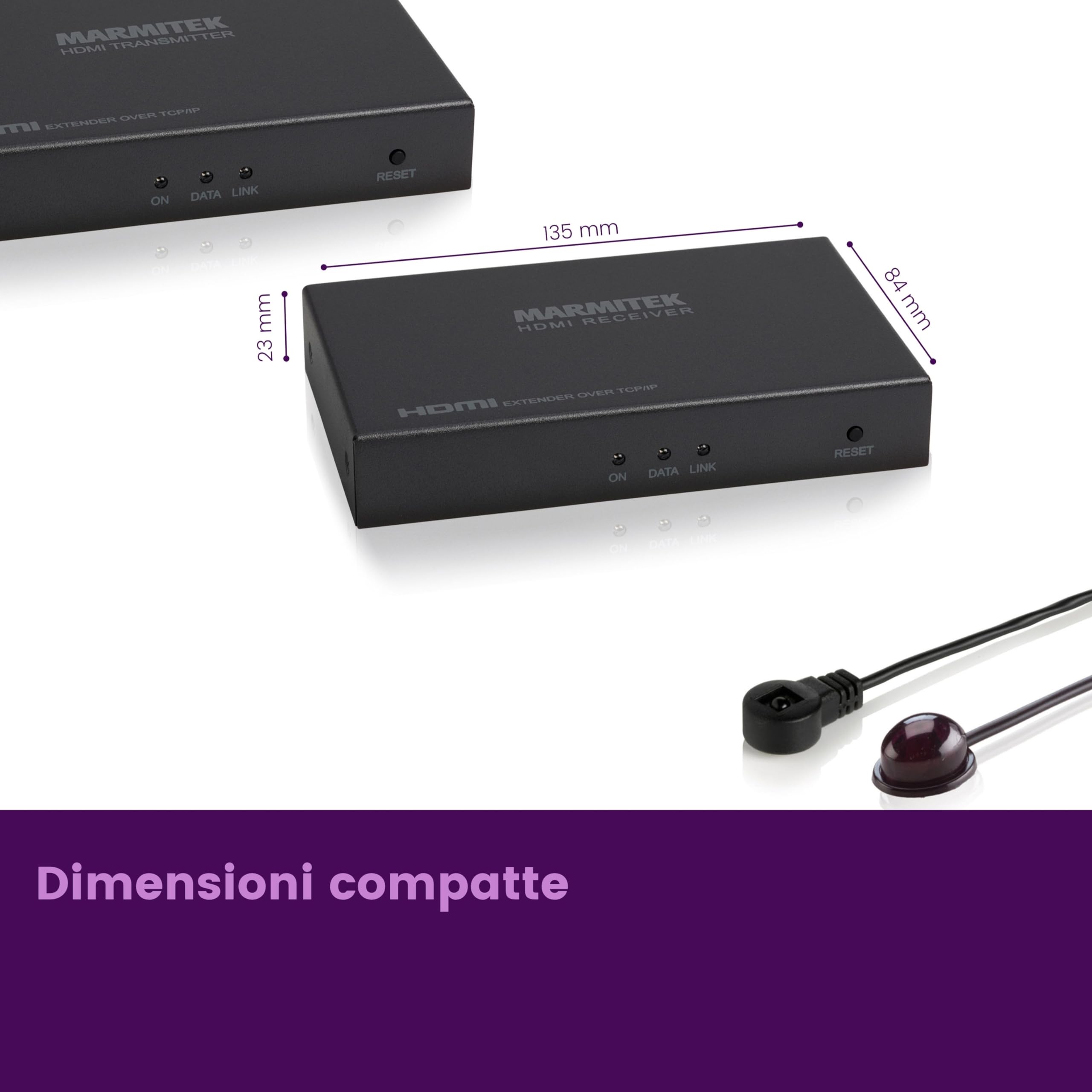 Marmitek MegaView 91 - Extender HDMI over Ethernet 120 m LAN con ritorno IR | Prolungatore HDMI CAT5e/CAT6 Full HD 1080p, ritorno IR, loopthrough, 1 trasmettitore verso più TV, router e switch
