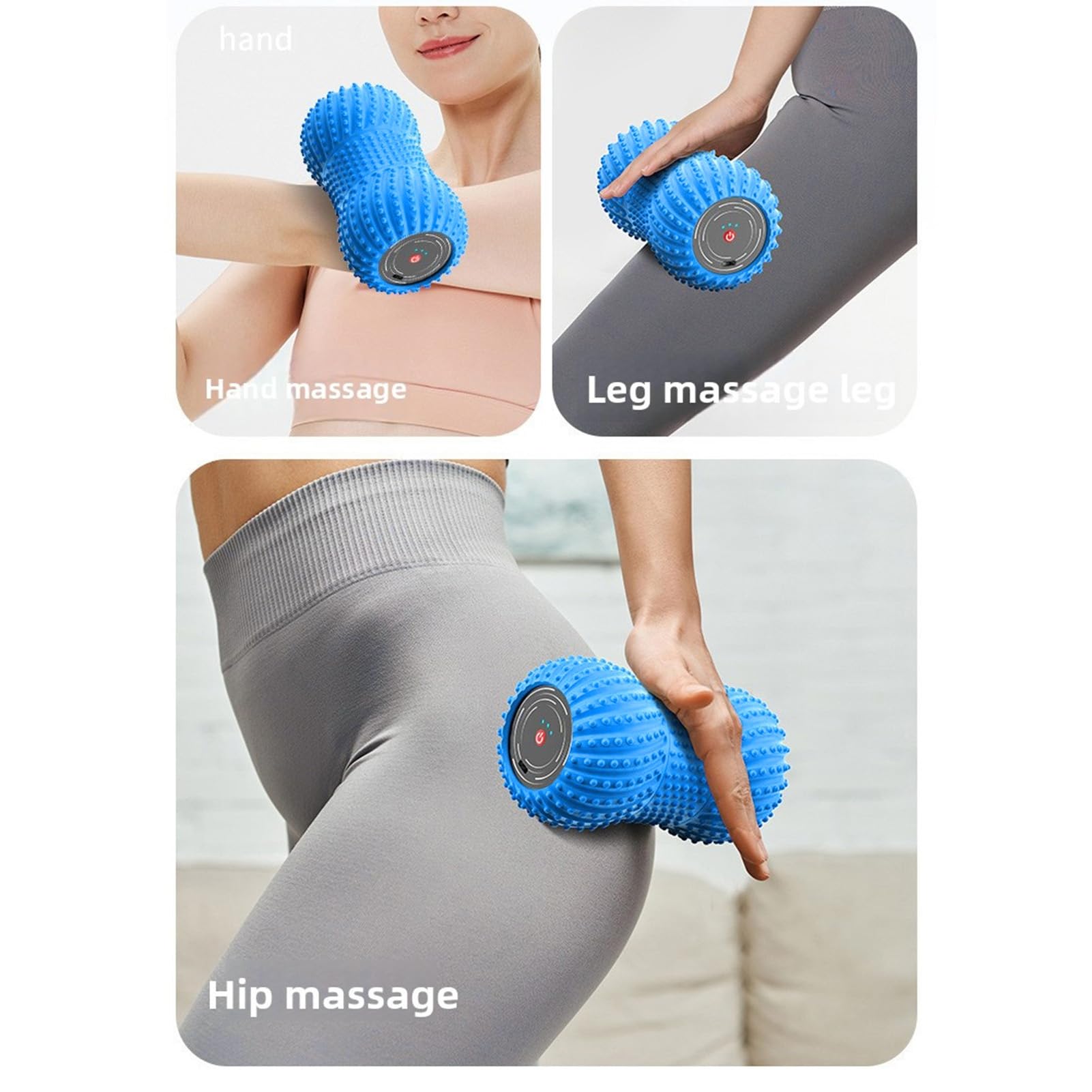 Rengue Bola de Masaje de maní Bola de Rodillo de Yoga Vibratoria con Altavoz 4000 MAh Silicona ABS 6 Modos Masaje de Tejido Profundo para Cuello Espalda Hombros Atletas Gimnasio en Casa