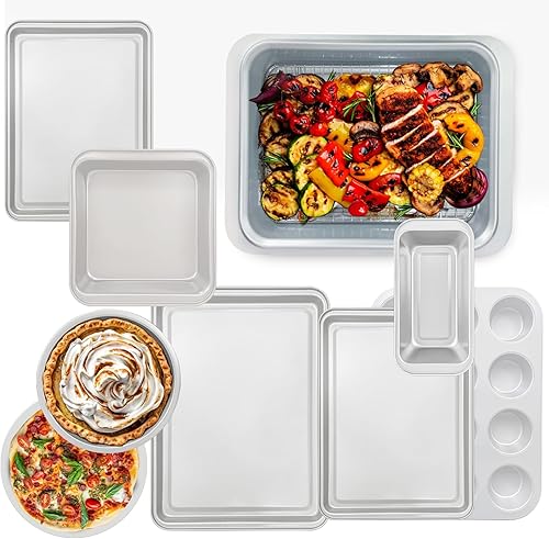 Juego de utensilios antiadherentes para hornear, 10 unidades, juego de moldes para hornear profesionales de cocina bicolor con hojas de galletas,