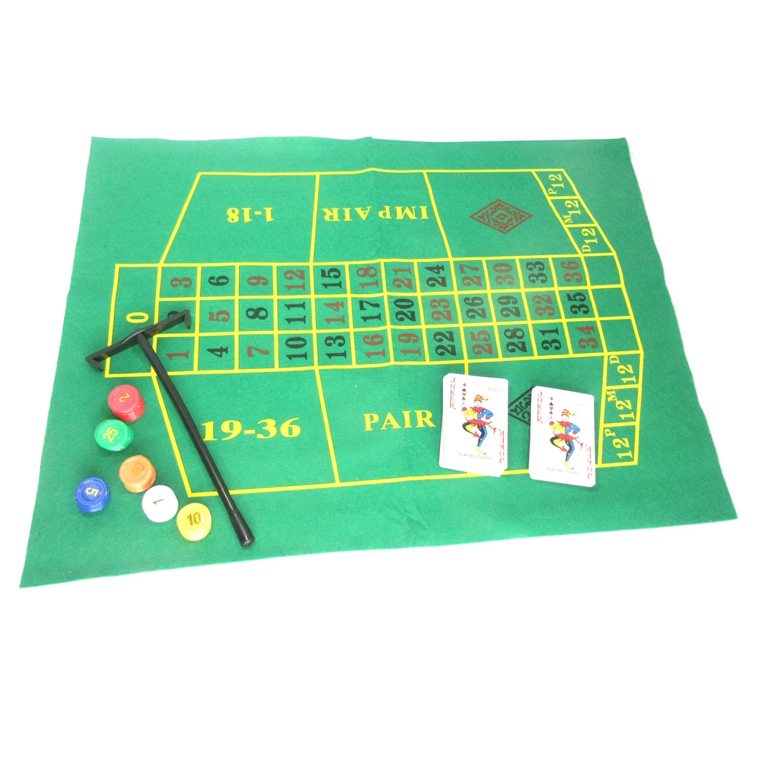 Tavolo da Roulette, Il Kit da Gioco Casinò con Set di Roulette 10" Contiene Una Ruota della in plastica, fiches, Carte, Un Layout in Feltro, for Serata Giochi a casa o Festa in Discoteca