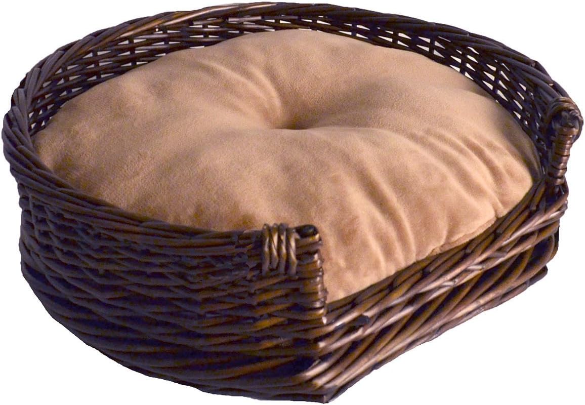 Willow Wicker Bed, 28" x 23" x 6", Brown