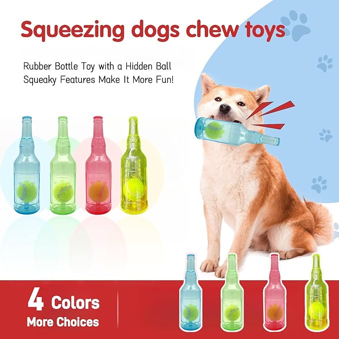 Juguete para Perro Botella con Pelota de Tenis, Mordedor Squeaky, Verde, Mediano miniatura 6
