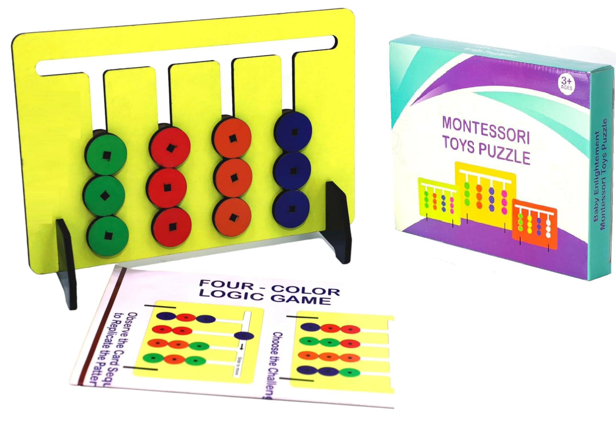 KESI Ornaments Montessori Slide Puzzle, Learning Toys for Kids, Brain Game for Kids, Color Matching Brain Teasers, Logic Game, Preschool Educational Toys, Multicolor, Age 3+