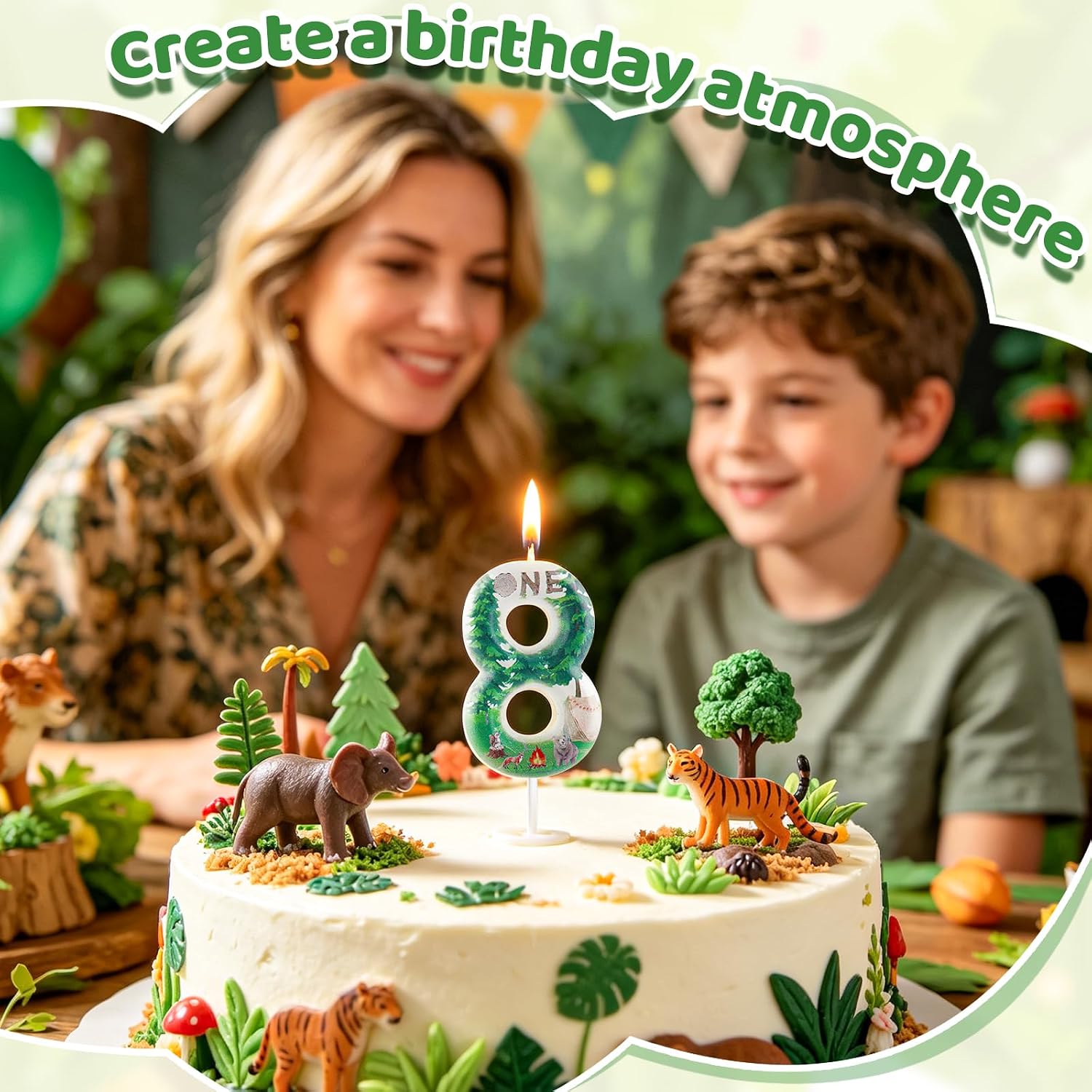 Outdoor Camping Green 5th Birthday Candle,Happy Outdoor Camping Theme Number 5 Candle Cake Topper for Boys Girls Birthday Party Anniversary Supplies Decor image 5