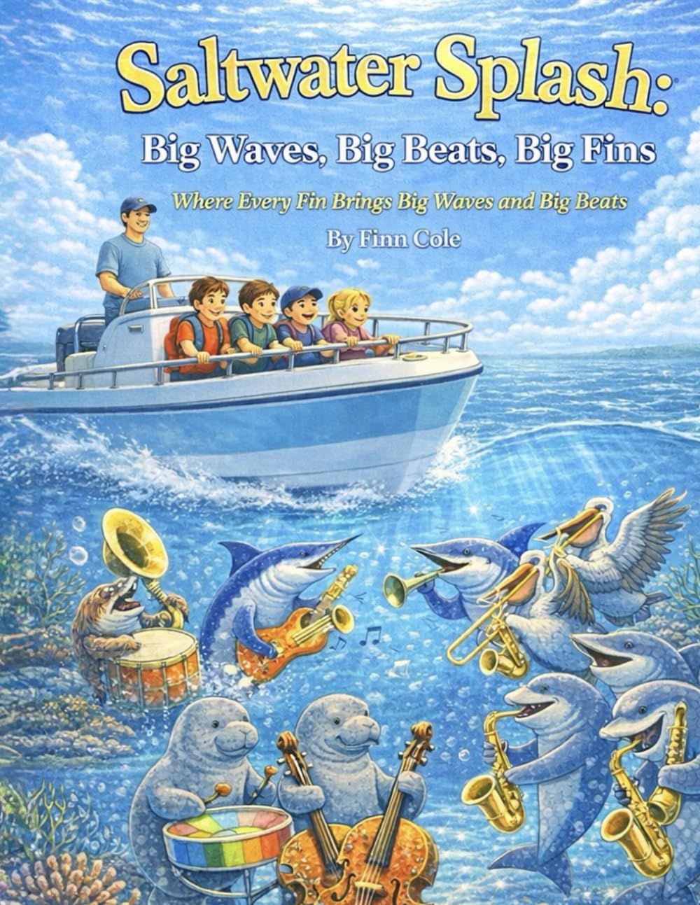 Saltwater Splash: Big Waves, Big Beats, Big Fins: Where Every Fin Brings Big Waves and Big Beats (Tied Together by Dad)