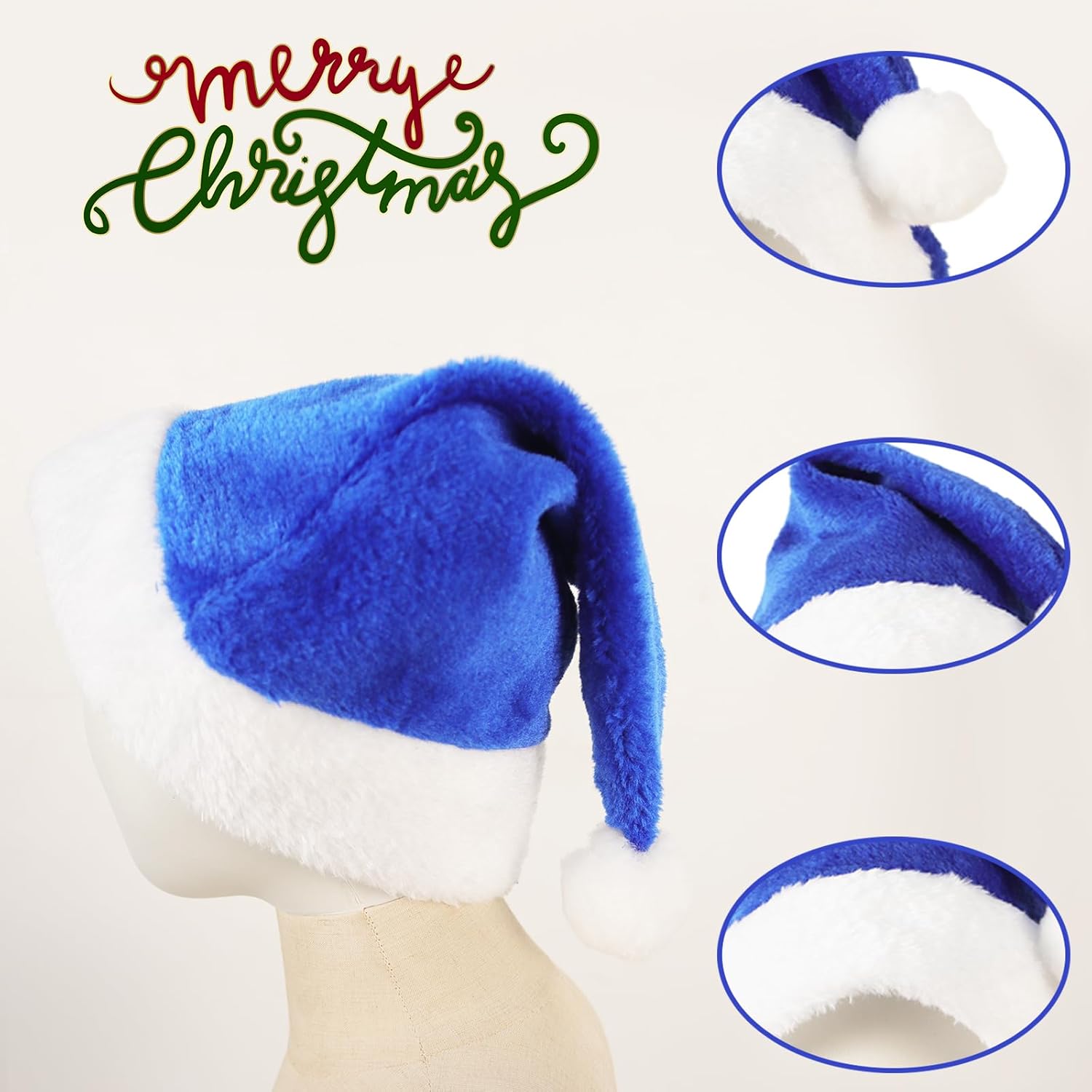 Plush Santa Hat Multicolor Christmas Hair Cap Decorations Unisex Velvet Fabric Hat Festival Costume Cosplay - Image 6