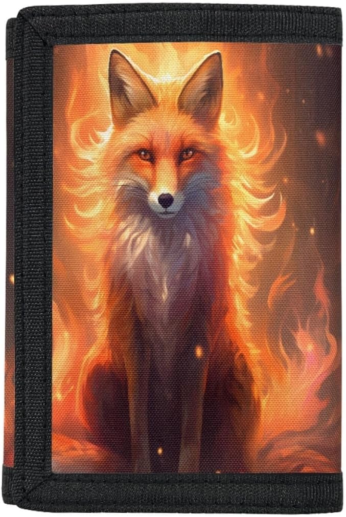 GLUDEAR Kid Boy Girl Wallet Trifold Youth Wallet Coin Pocket Card Holders Outdoor Novelty Fox Wallet Money Organizer,Flame Red Fox
