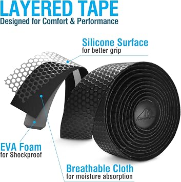 MARQUE Hex Bike Handlebar Tape - Bar Tape for Road Cycling Bicycles, Drop Bar Wraps for Better Grip - 2 Rolls Per Set