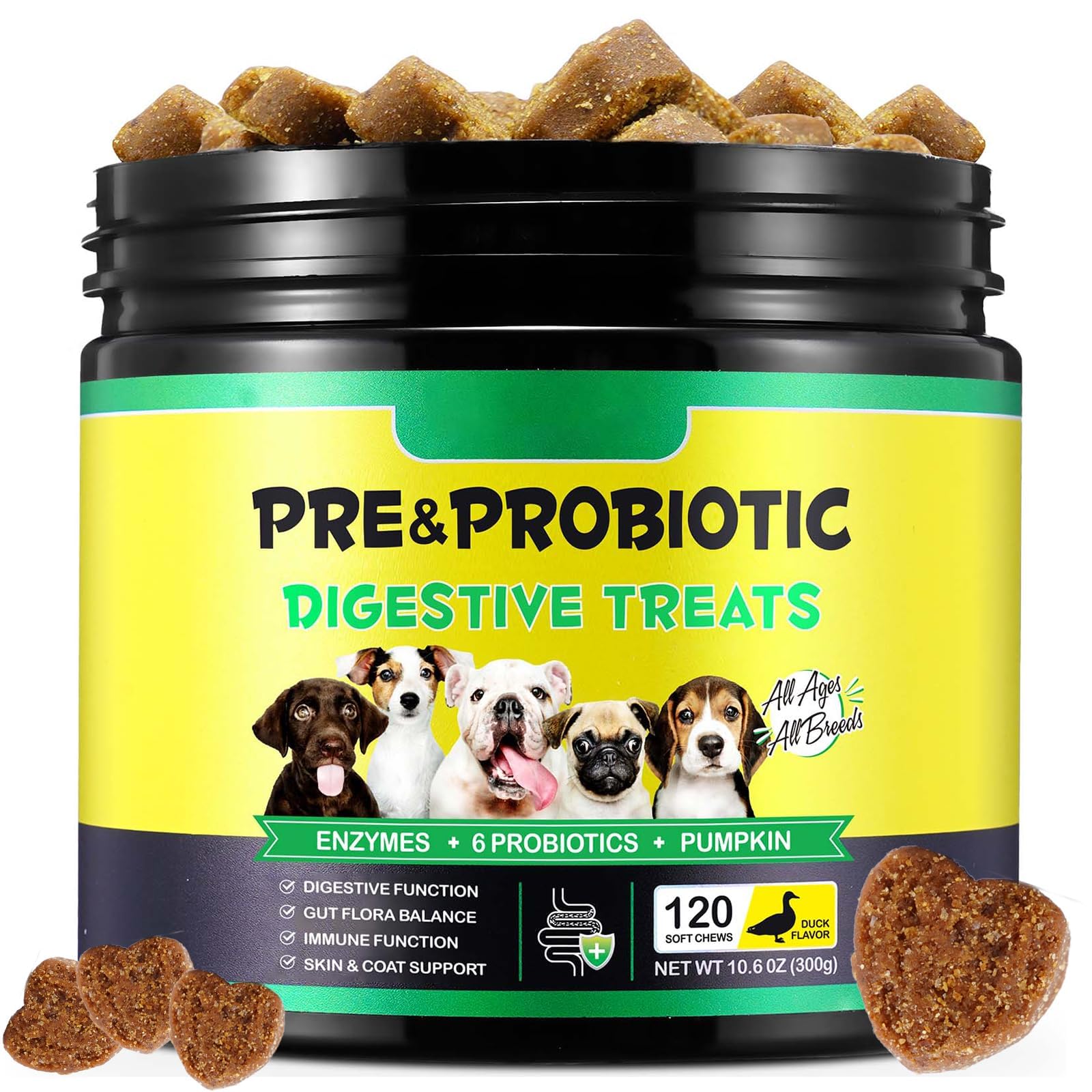 Probiotics for Dogs Dog Probiotics Supplements (120 Chews), Supports Gut & Digestive Health