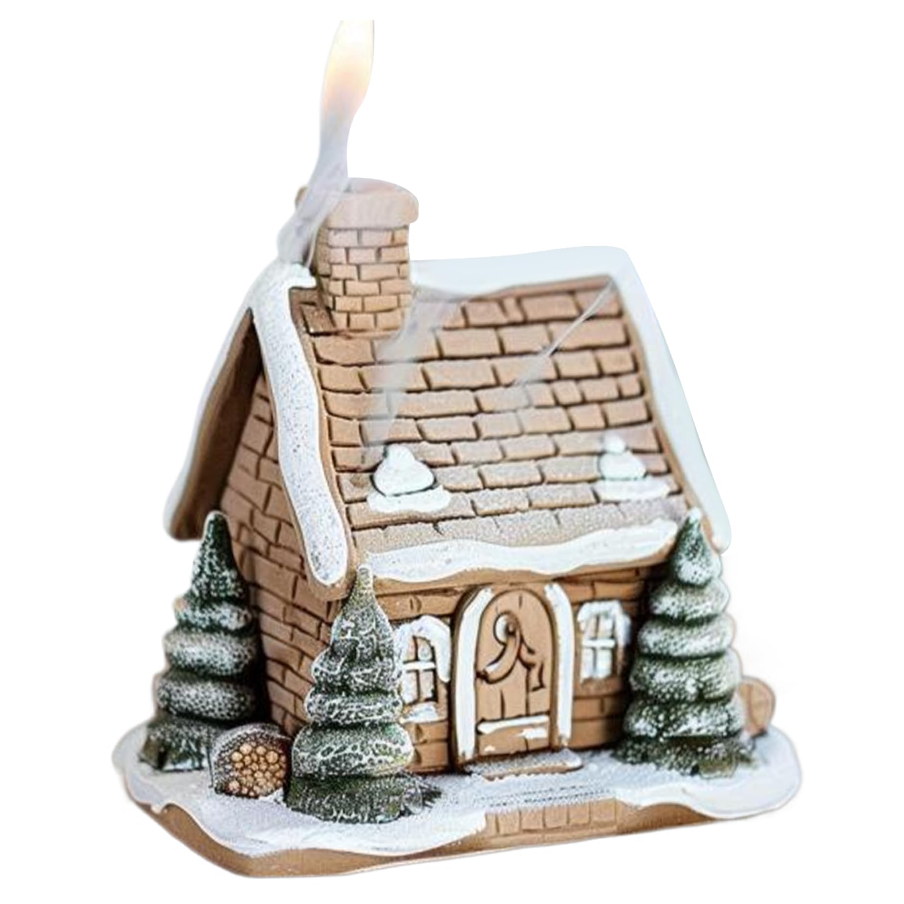 Brûleur d'encens cabane à bûches résine, porte-cône déco de Noël intérieur domestique