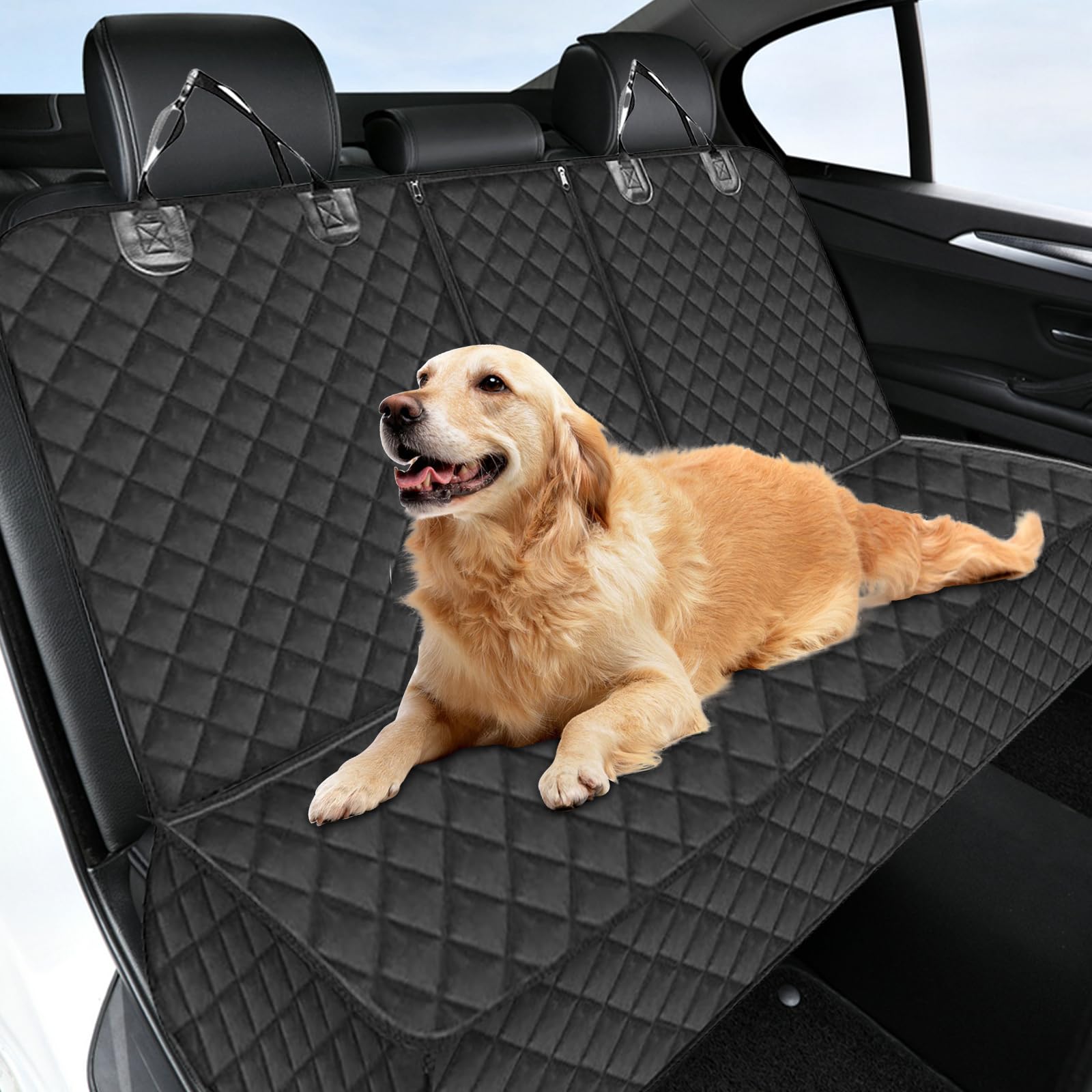 Sporgo Rivestimento impermeabile per sedile posteriore per cani: coprisedile auto per animali domestici, antiscivolo e antigraffio (135 x 120 cm)