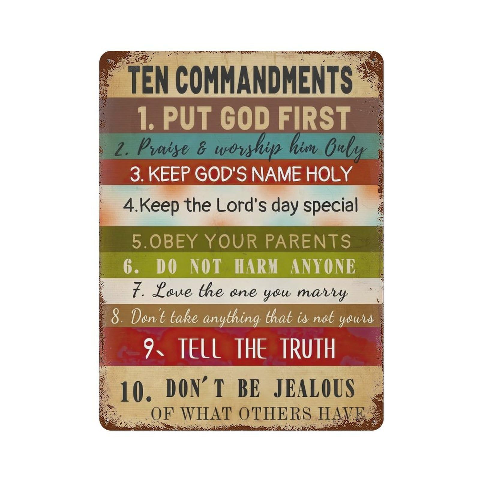 xiaoxiaoshen 10 Commandments Inspirational Christian Wall Decor Art Metal Tin Poster Modern Home Decor Art Home Bar Shop Decorations Vintage Sign 40x30cm