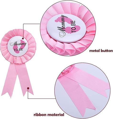 Miniatura 2 de 2 pines de insignia de hojalata para papá y mamá, pines de botón de revelación de género, regalos para celebración de fiesta de baby shower, rosa y