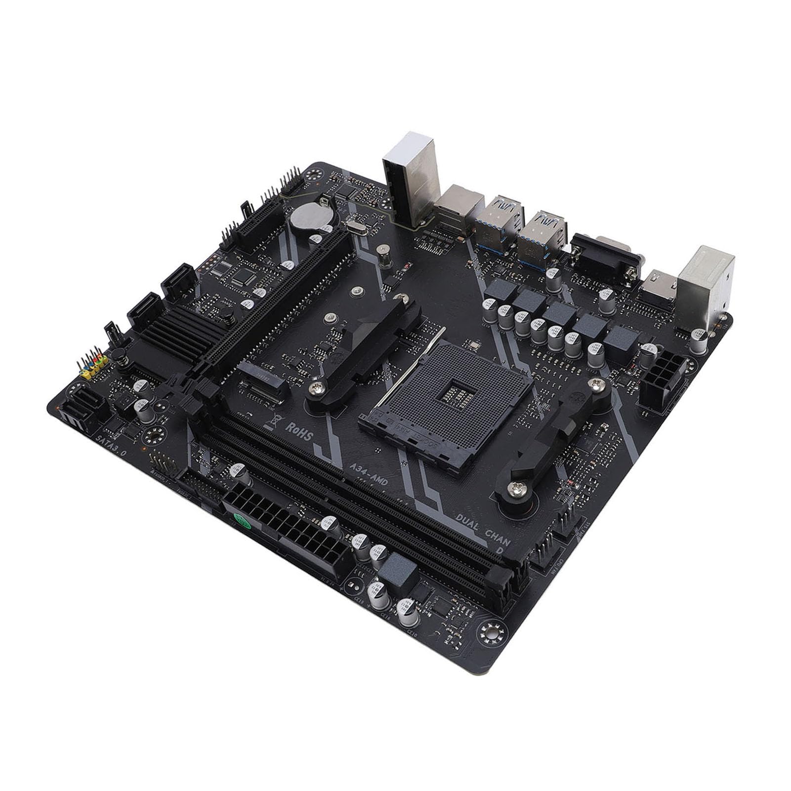 Fabater Scheda Madre B450, Supporta CPU di Prima Quinta Generazione Scheda Madre con Socket AM4 DDR4 da 64 GB a 2 e 5 Fasi, DDR4 con Slot M.2 NVME Gigabit Ethernet, per PC Desktop da Gioco