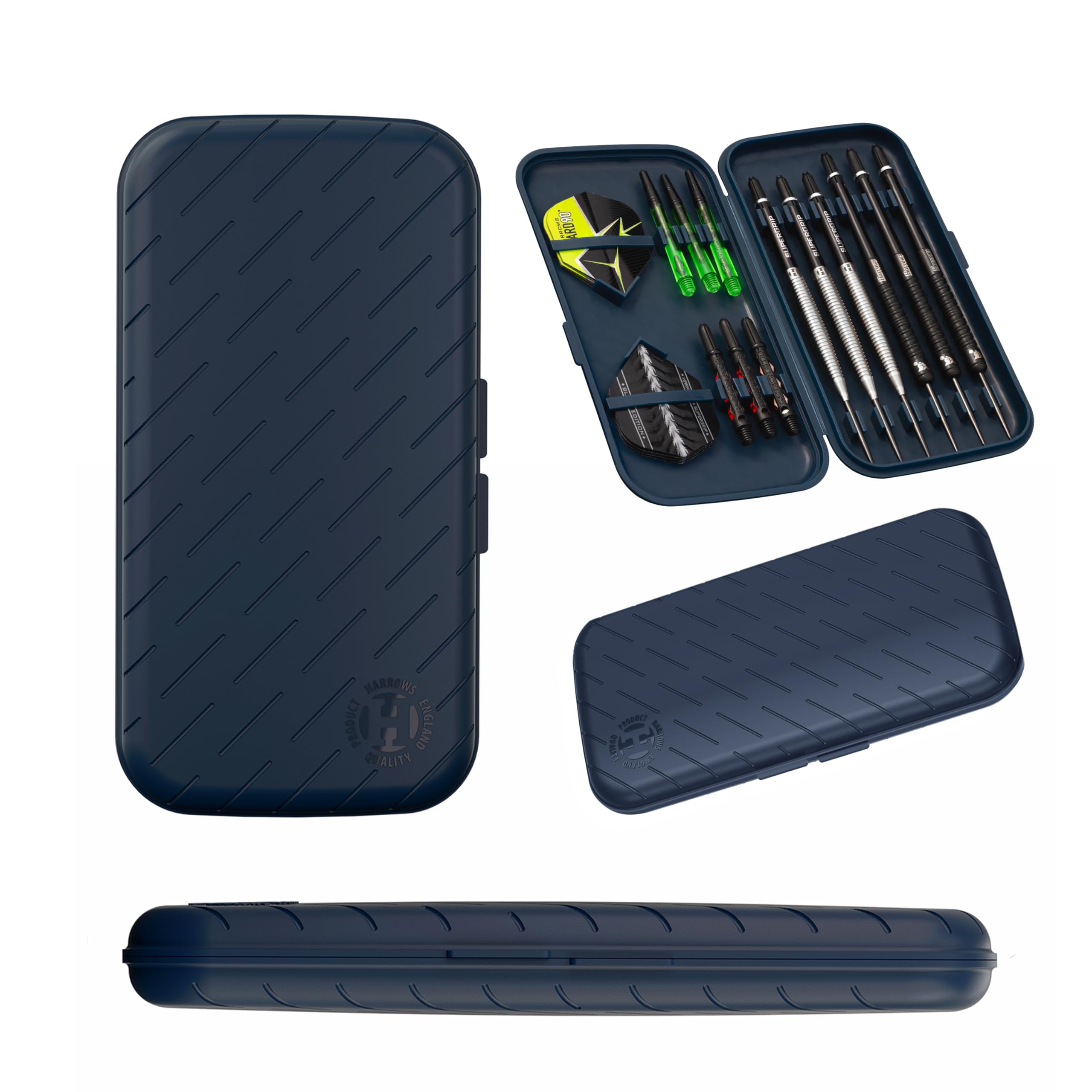 Harrows Darts Case Slim Case | The World's Smallest Lightest 6 Dart Holder I Holds 6 Darts | Tough Hydrocarbon Construction I Holds 24pcs of Darts & Accessories (Blue)