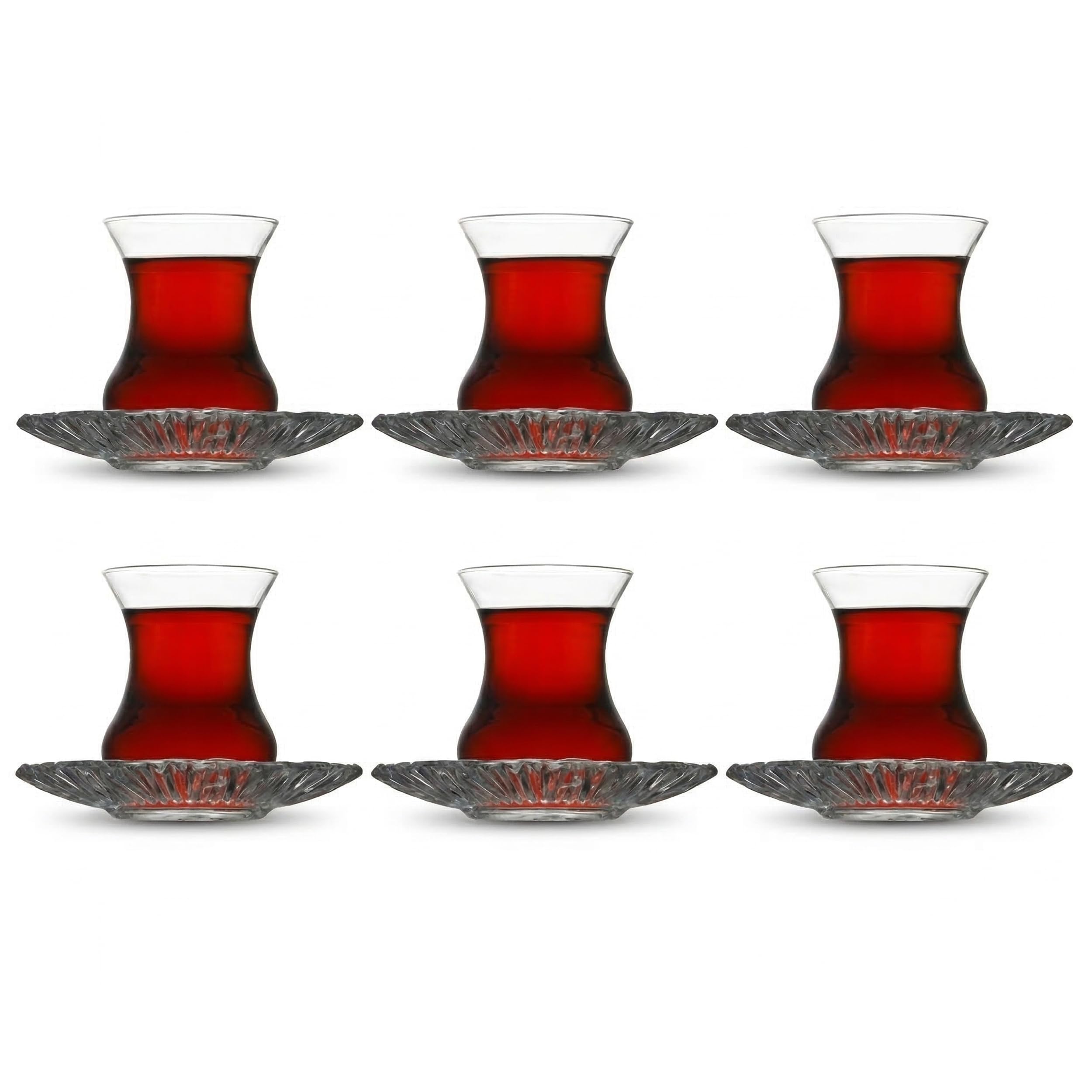 Aurora Servier-Set 20-teilig aus Glas | Elegantes Tee-Service & Kaffeeservice mit Tortenplatte, Etagere, 6 Teegläsern, Untersetzern & Kuchentellern | Spülmaschinenfest | Transparentes Design