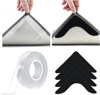 AntNest Rug Gripper Carpet Tape Set, Including 4PCS Unnoticeable Thin & Sticky Rug Pad Grippers, 1 Roll 16.5 Ft Double Sid...