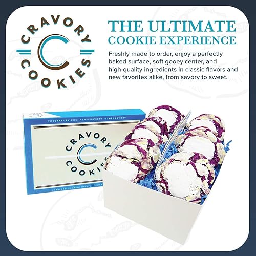 Miniatura 4 de The Cravory Ube Cookies - 12 galletas, 2.0 onzas cada una, envueltas individualmente, horneadas frescas, postres gourmet, aperitivos o productos