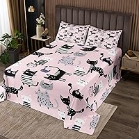 Vista 14 de Erosebridal Lindo juego de edredón de gatos degradados para niños y niñas, colcha de gatos kawaii, tamaño Queen, juego de ropa de cama colorido