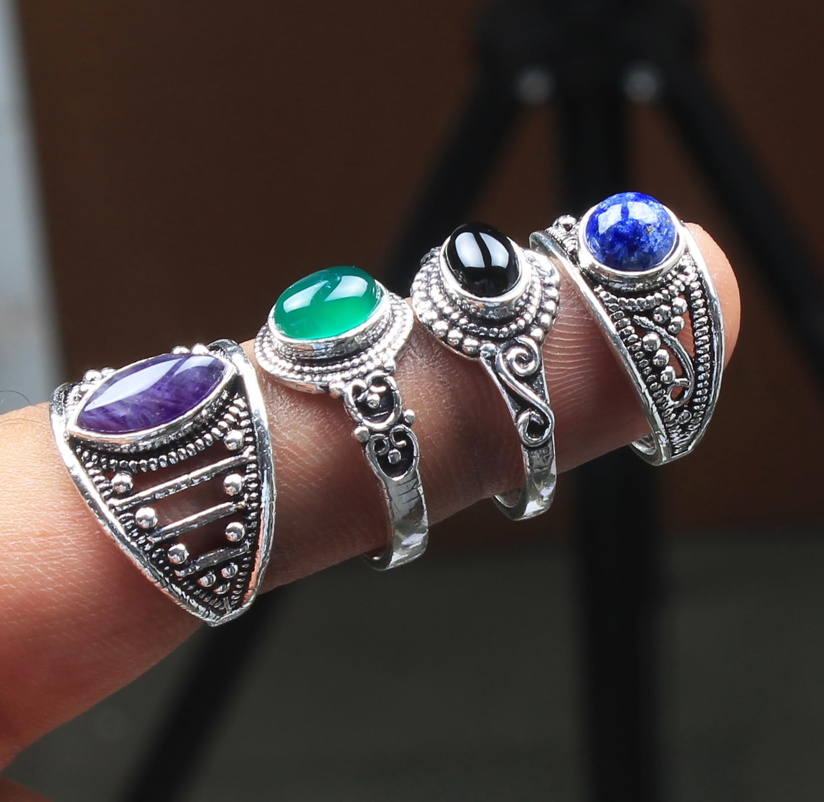Silver Carats Wholesale Set Of Silver Plated Handmade Rings for Women Girls Stacking Vintage Midi Finger Rings Sizes 6-10 Rings (20 Rings) - Image 3