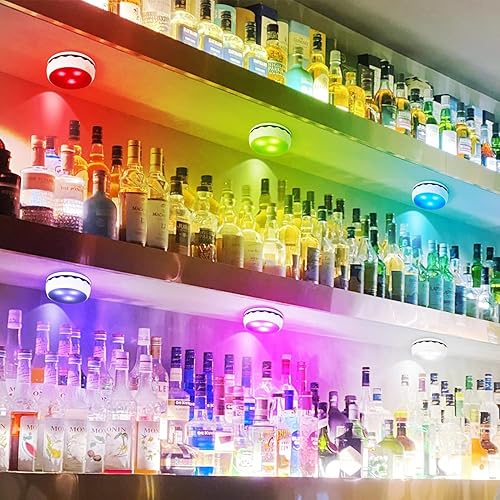 Miniatura 6 de Luces de discoarmariodebajo del gabinete con control remoto, cambio de color, regulables para Navidad, vitrina (paquete de 3)