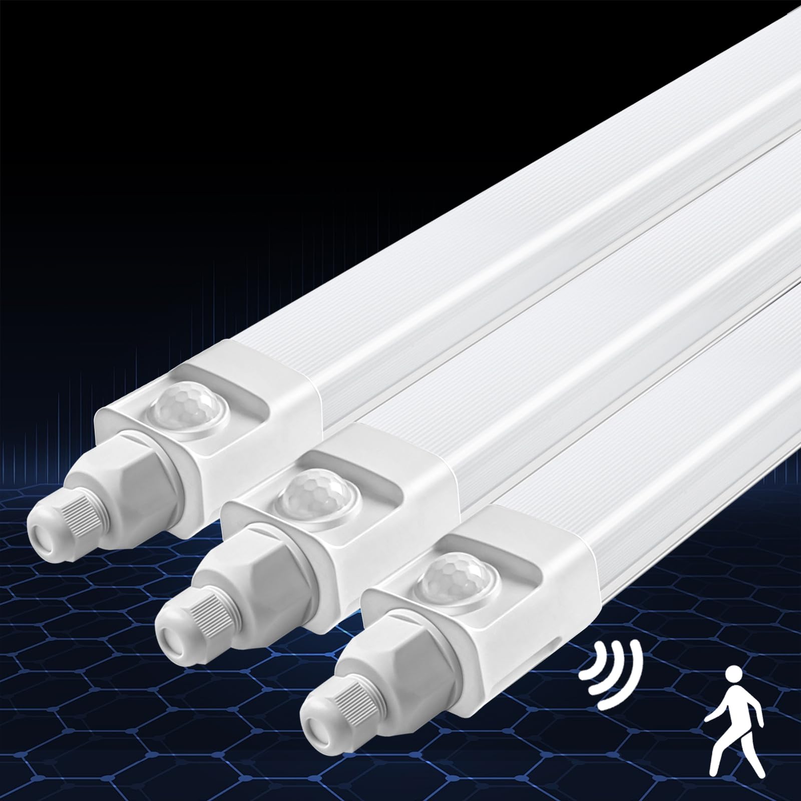 DXLIGHTING LED Feuchtraumleuchte IP65 Kellerlampe, Verknüpfbar Feuchtraumlampe für Büro Keller Werkstatt Garage, 4000K Neutralweiß