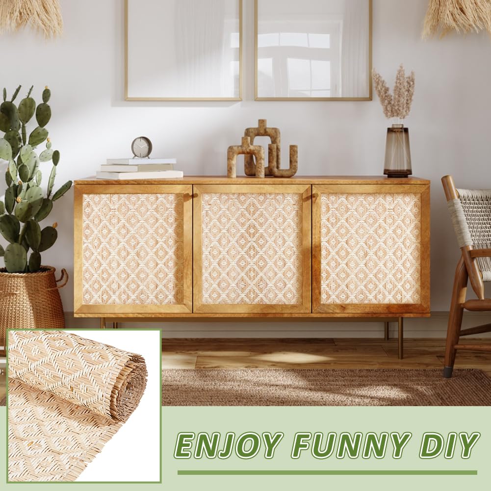 BENECREAT 2 m x 425 mm de tela de ratán natural, tejido de ratán tejido de tela de ratán abierto, material de caña de malla abierta para muebles, sillas, armarios, techos, camas
