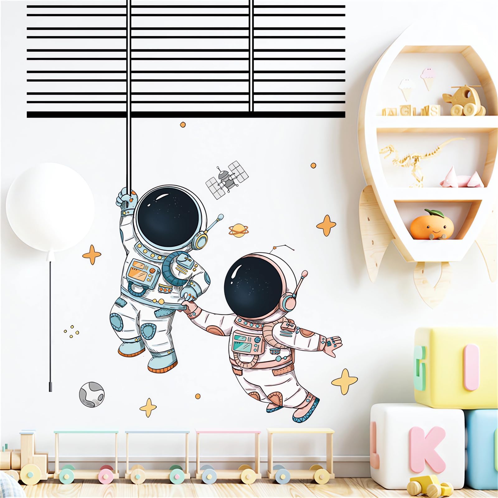 Excefore Astronaut Wall Stickers, Space Flight Cosmic Wall Decals DIY Removable Large Wall Art Decoration, Peel and Stick, for Kids Baby Nursery Living Room Bedroom Sofa TV Background Decorations
