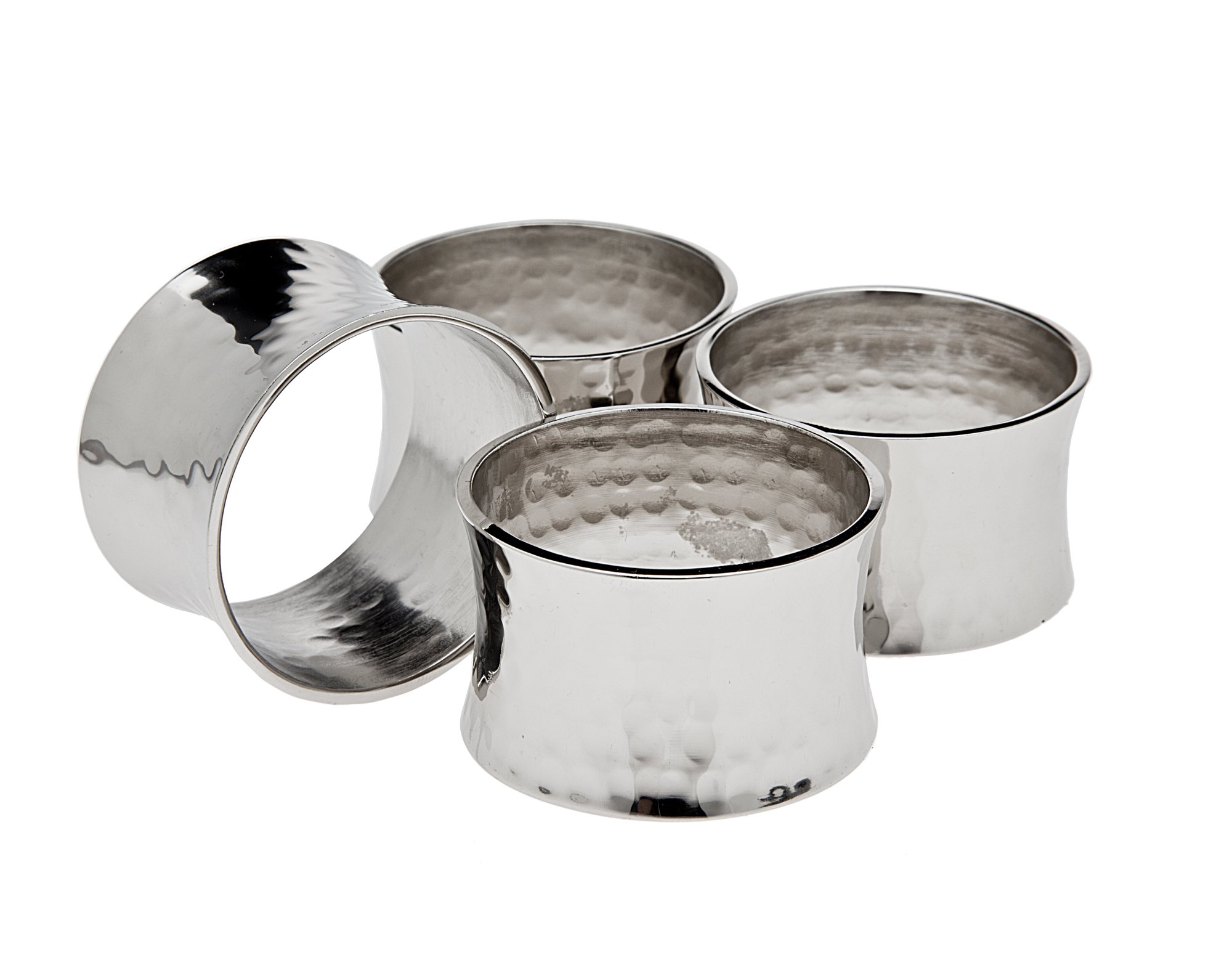 Godinger Silver Art Set of Hammered Silver Plated Concave Napkin Rings