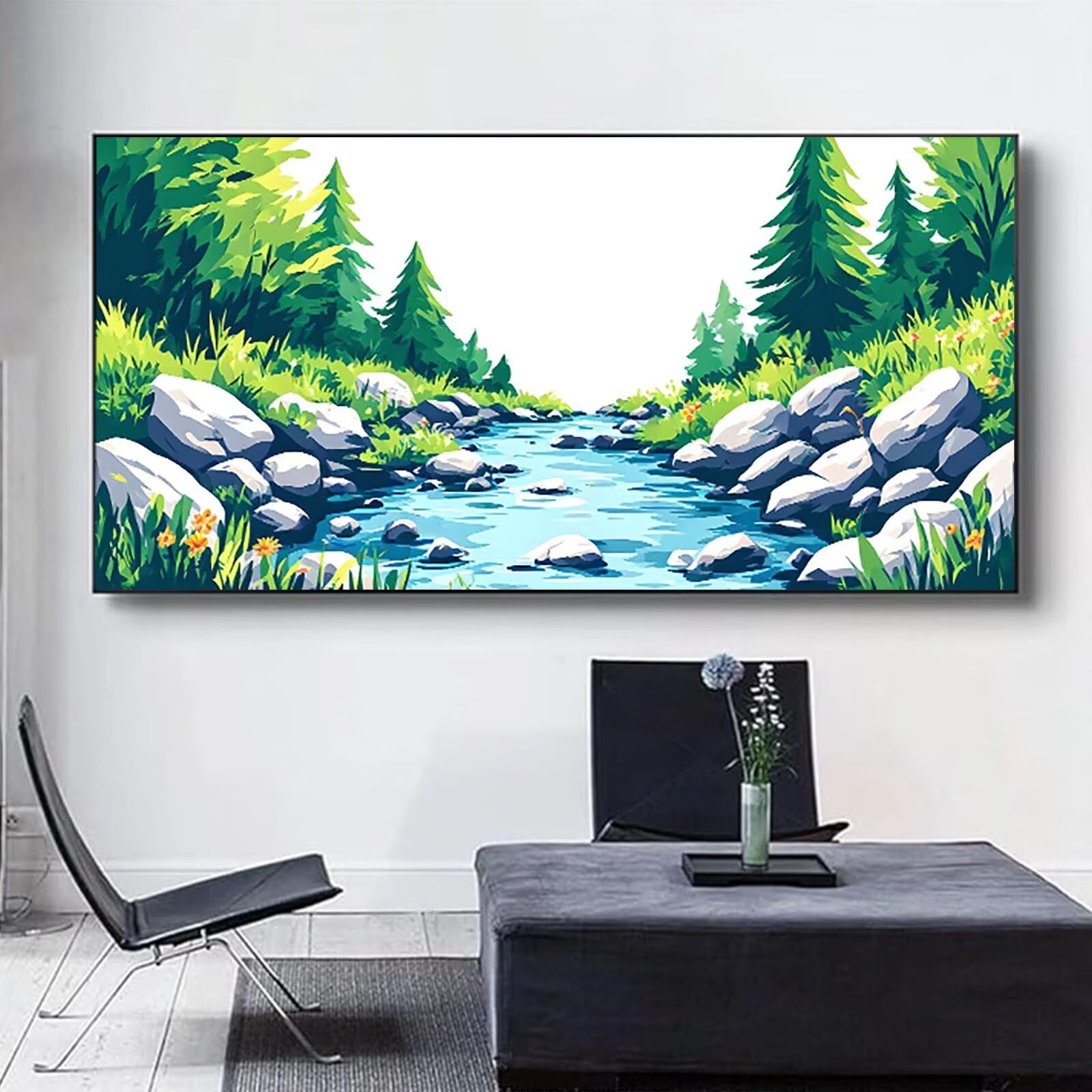 Malen nach Zahlen Kinder Landschaft, Malen Nach Zahlen Erwachsene, Geschenke für Mädchen Junge Bastelset, Malen nach Zahlen Baum | Malen nach Zahlen Ohne Rahmen, (60x120cm) Bastelset Erwachsene 4-U
