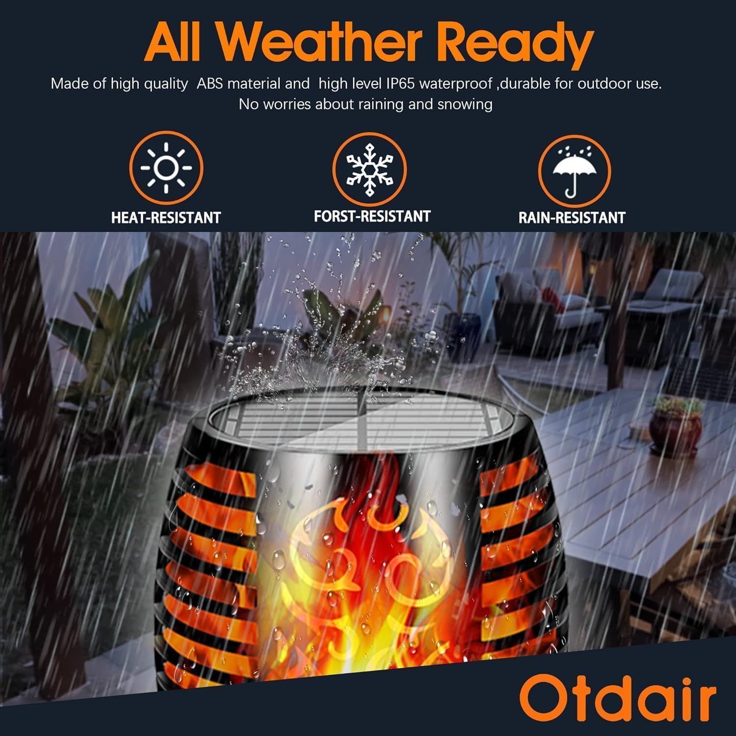 Otdair 96 LED Solar Tiki Torches Outdoor Lights 6 Pack - 43" Tall Flickering Flame, Waterproof 2200mAh for Yard Garden Pathway